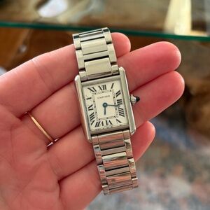 Cartier Tank Watch - Silver Stainless Steel & White Dial